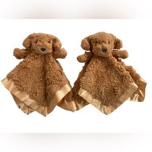 Lot - 2 Cloud Island Puppy Dog 13” Lovey Blankets Brown Bronze Swirls Spare 2024